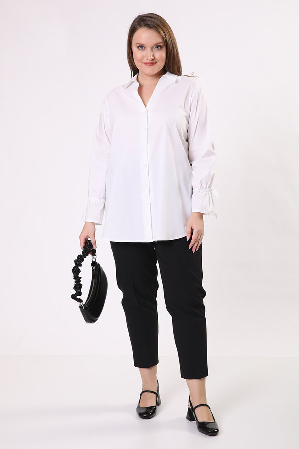 GATHERED-CUFF POPLIN SHIRT