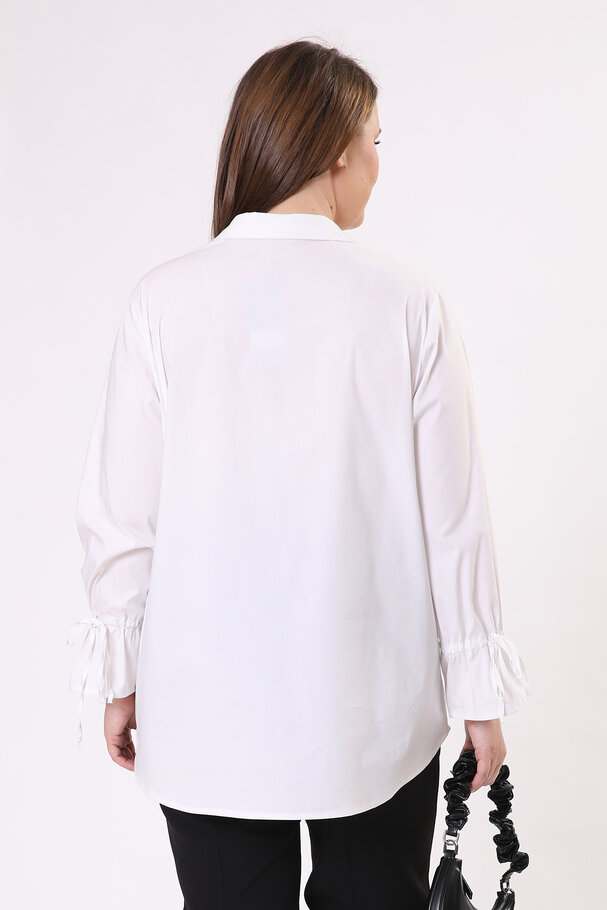 GATHERED-CUFF POPLIN SHIRT