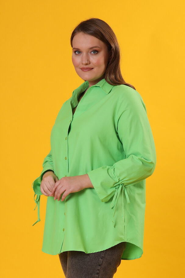 GATHERED-CUFF POPLIN SHIRT