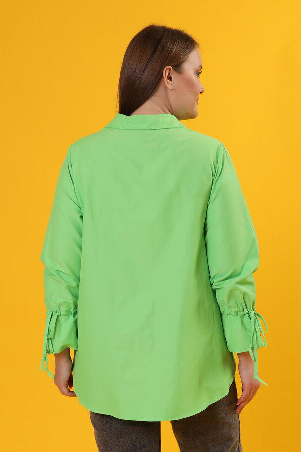 GATHERED-CUFF POPLIN SHIRT