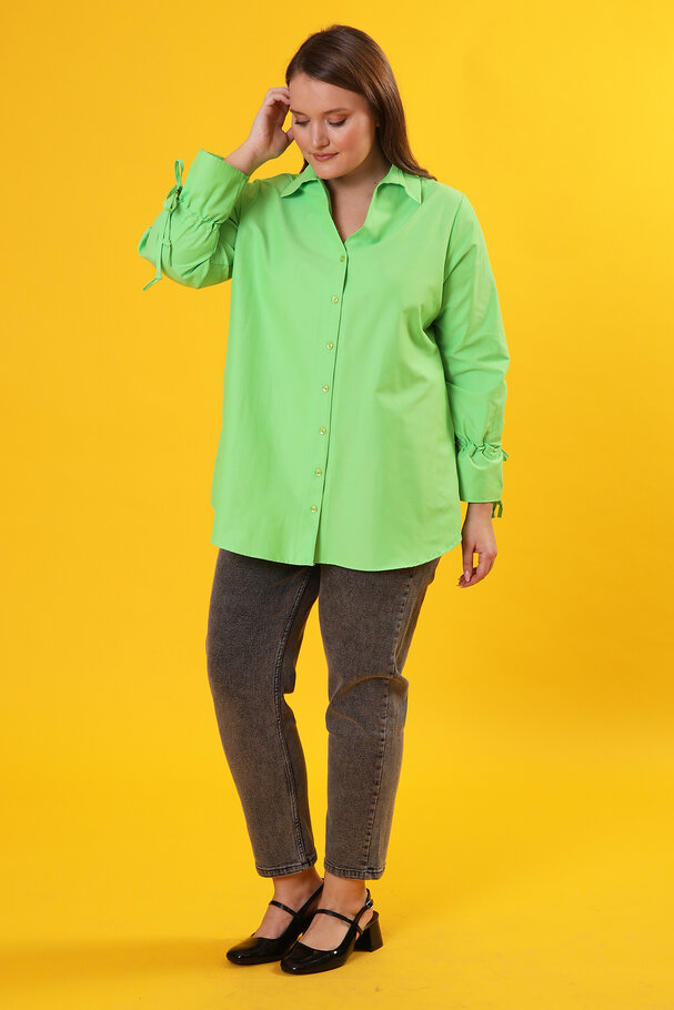 GATHERED-CUFF POPLIN SHIRT