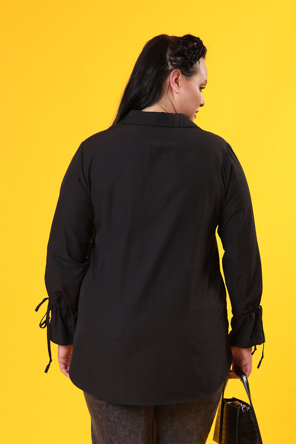GATHERED-CUFF POPLIN SHIRT