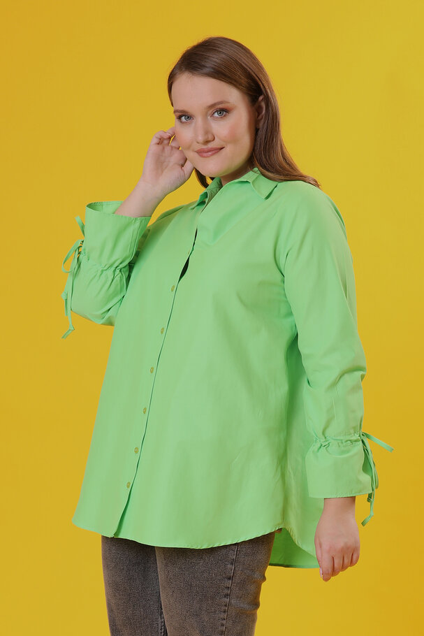 GATHERED-CUFF POPLIN SHIRT