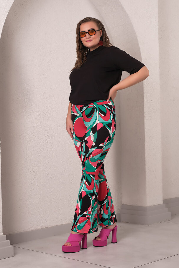 GEOMETRIC PRINT FLARED LEGGINGS
