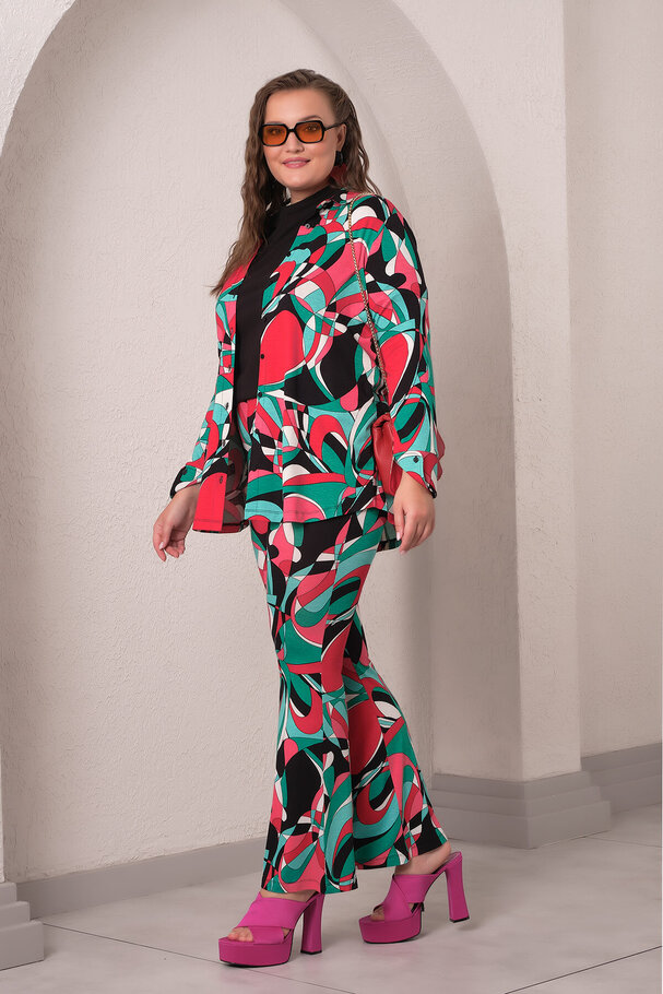 GEOMETRIC PRINT FLARED LEGGINGS