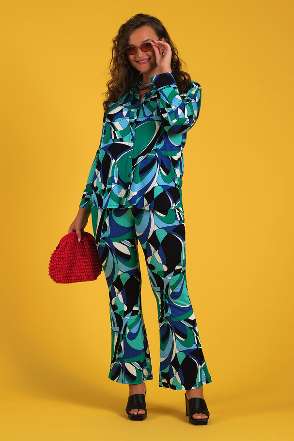 GEOMETRIC PRINT FLARED LEGGINGS
