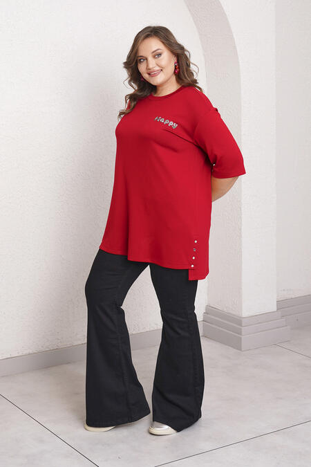 Büyük Moda - HAPPY STONE DETAILED MODAL T-SHIRT (1)