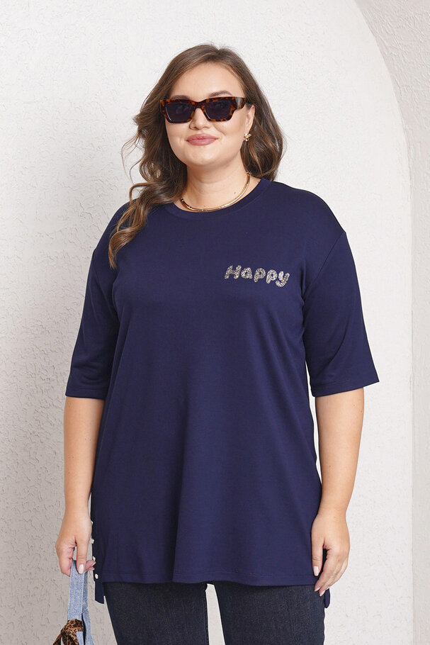 HAPPY STONE DETAILED MODAL T-SHIRT