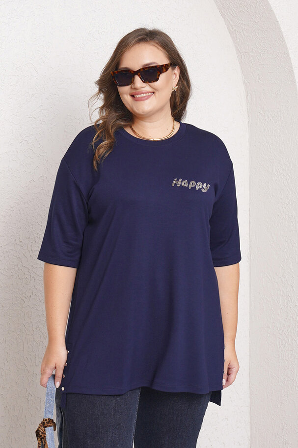 HAPPY STONE DETAILED MODAL T-SHIRT