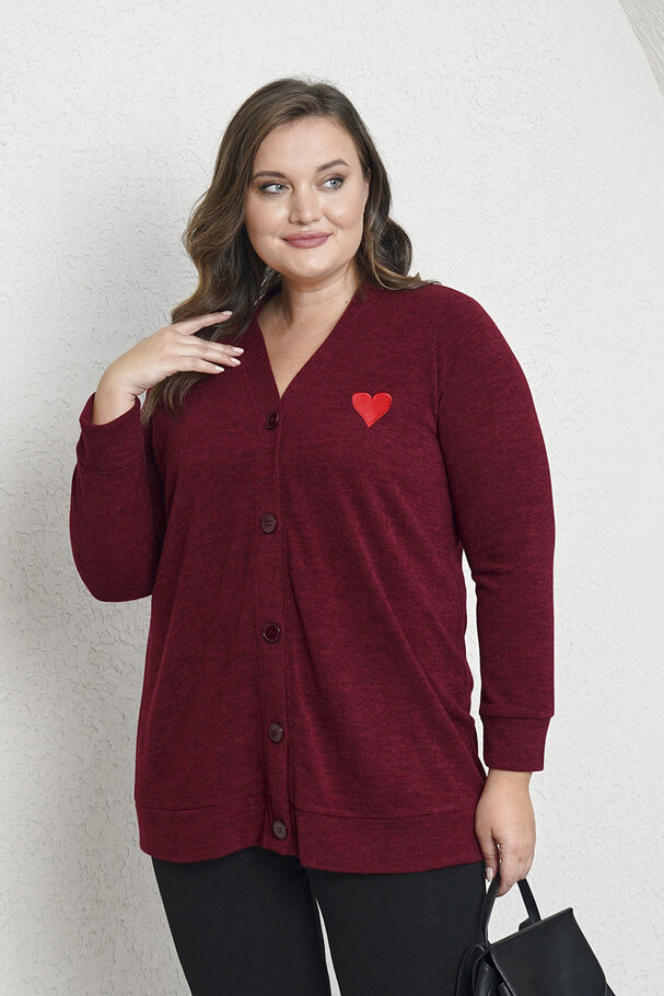 HEART EMBROIDERED KNIT CARDIGAN