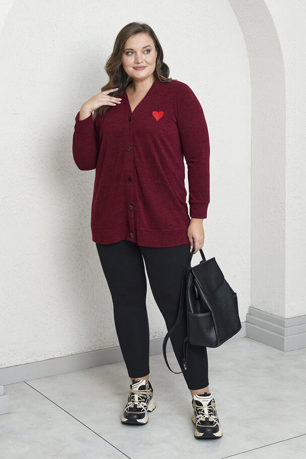 HEART EMBROIDERED KNIT CARDIGAN