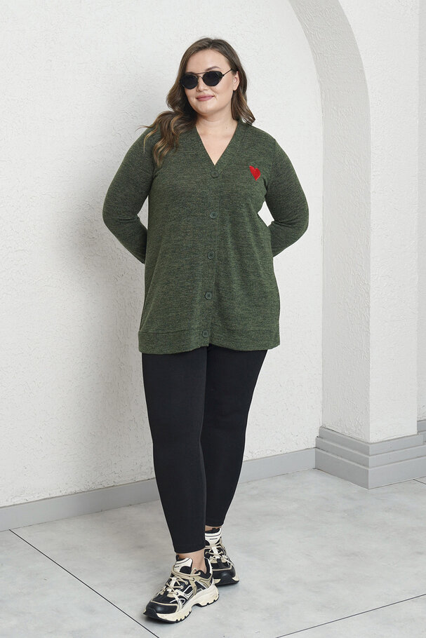 HEART EMBROIDERED KNIT CARDIGAN