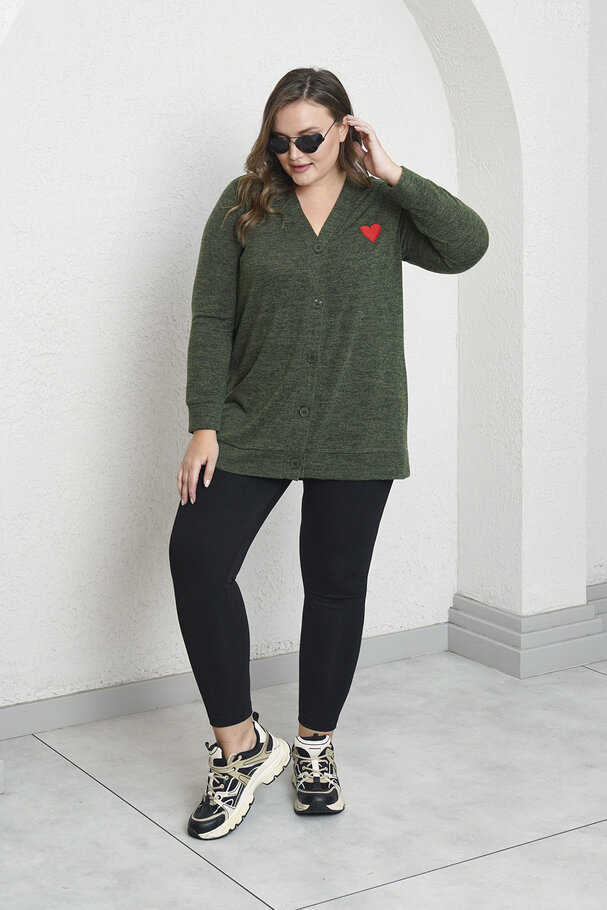 HEART EMBROIDERED KNIT CARDIGAN