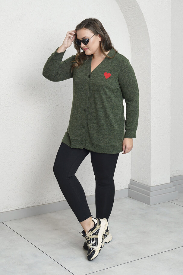 HEART EMBROIDERED KNIT CARDIGAN