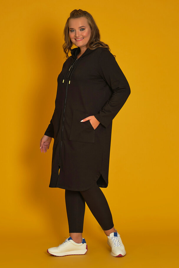 HOODED LONG SWEATHIRT/CARDIGAN