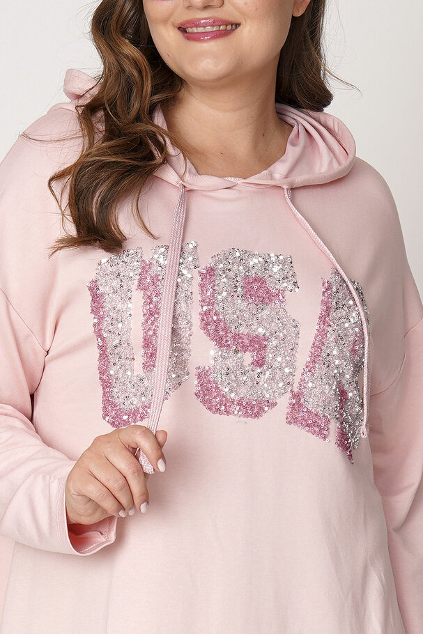 HOODIE WITH RHINESTONE SLOGAN