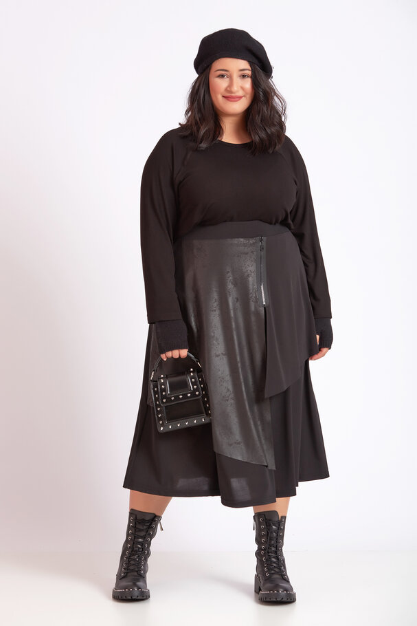 JERSEY SKIRT WITH LEATHER DETAIL