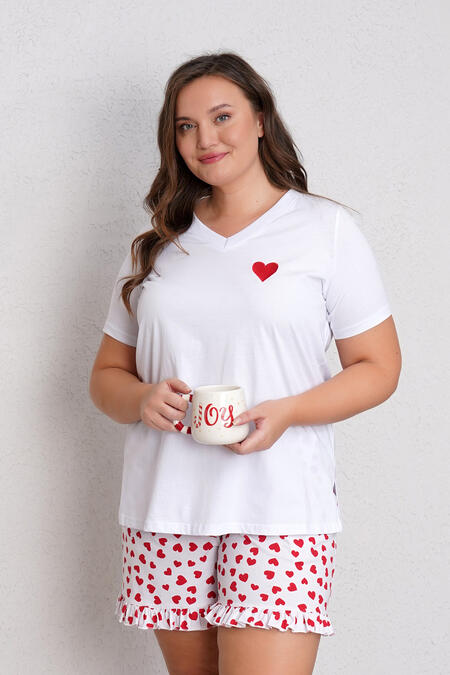 54955 - KALP NAKIŞLI PAMUK ŞORTLU TAKIM (1)  - KALP NAKIŞLI PAMUK ŞORTLU TAKIM (1)