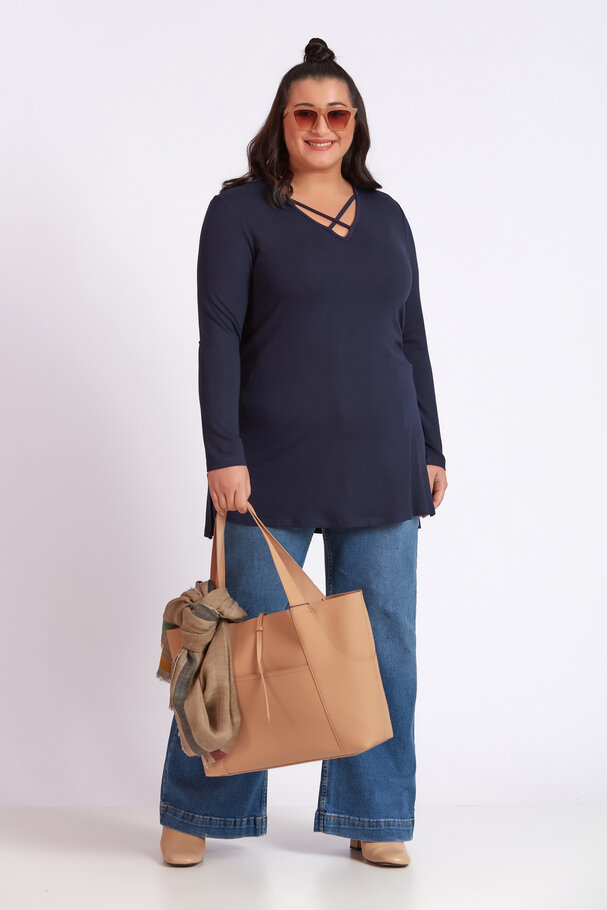 KNIT TOP WITH CUT-OUT DETAIL AND STRAPS