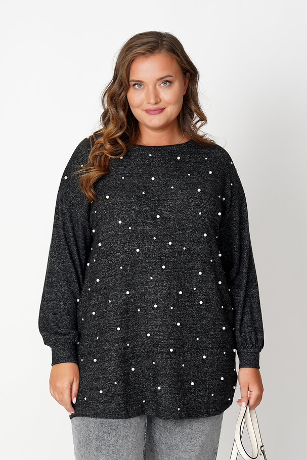 KNIT TOP WITH FAUX PEARLS