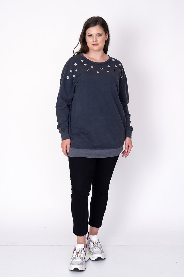 KUŞGÖZÜ VE SIRT DEKOLTELİ SWEATSHIRT