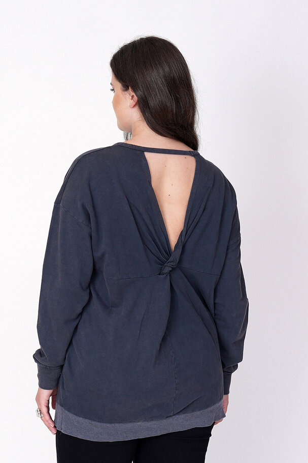 KUŞGÖZÜ VE SIRT DEKOLTELİ SWEATSHIRT