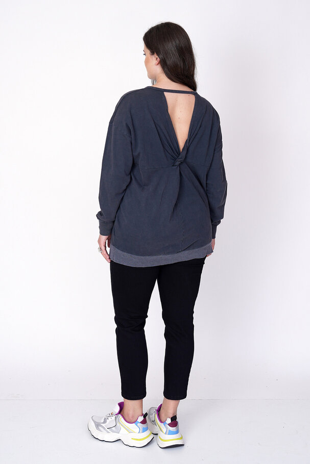 KUŞGÖZÜ VE SIRT DEKOLTELİ SWEATSHIRT