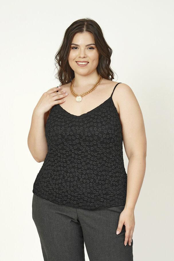 LACE LINED STRAPPY BLOUSE