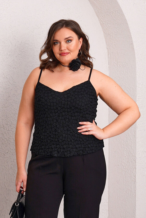 LACE LINED STRAPPY BLOUSE