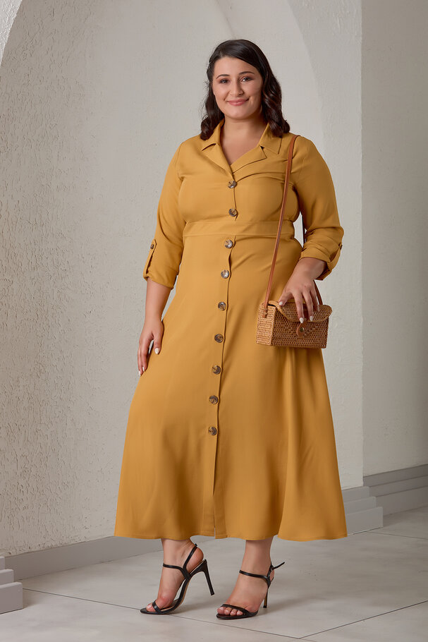 LAPEL COLLAR LONG DRESS