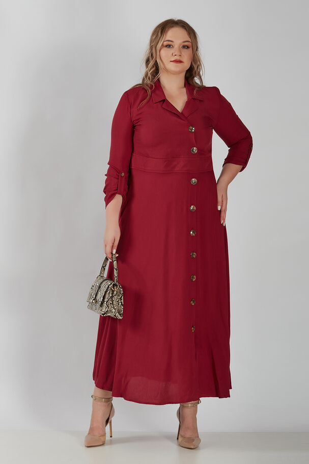 LAPEL COLLAR LONG DRESS