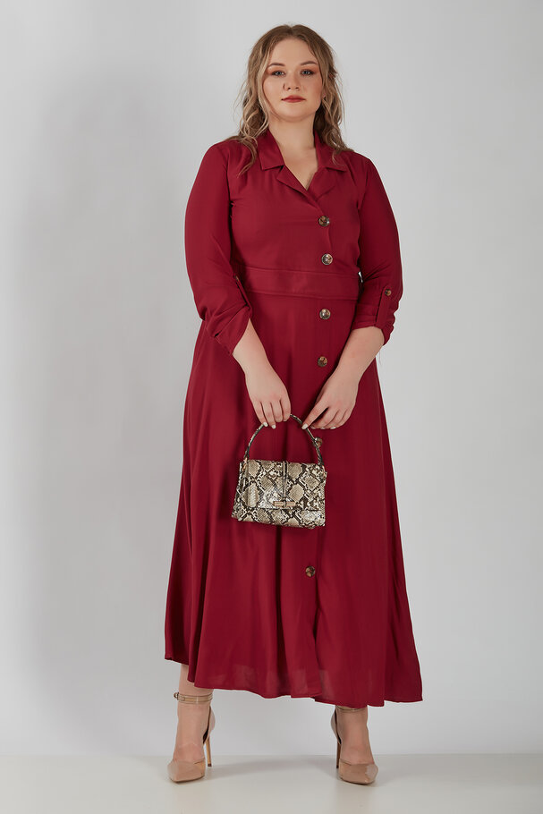 LAPEL COLLAR LONG DRESS