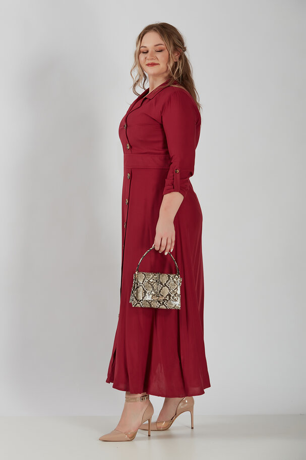 LAPEL COLLAR LONG DRESS