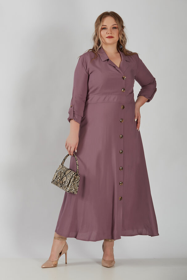 LAPEL COLLAR LONG DRESS