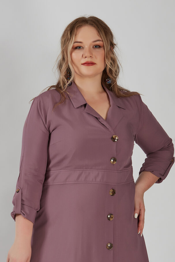 LAPEL COLLAR LONG DRESS