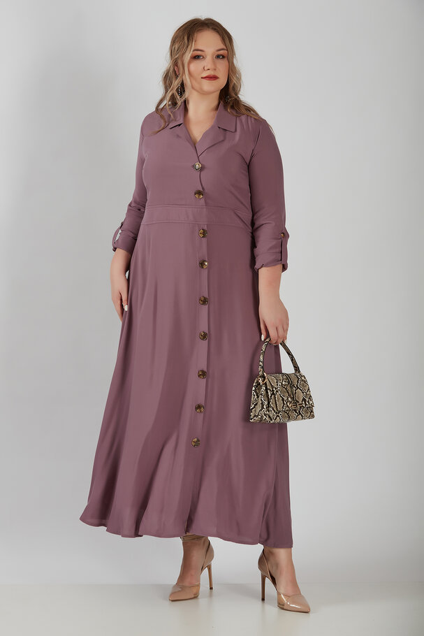 LAPEL COLLAR LONG DRESS