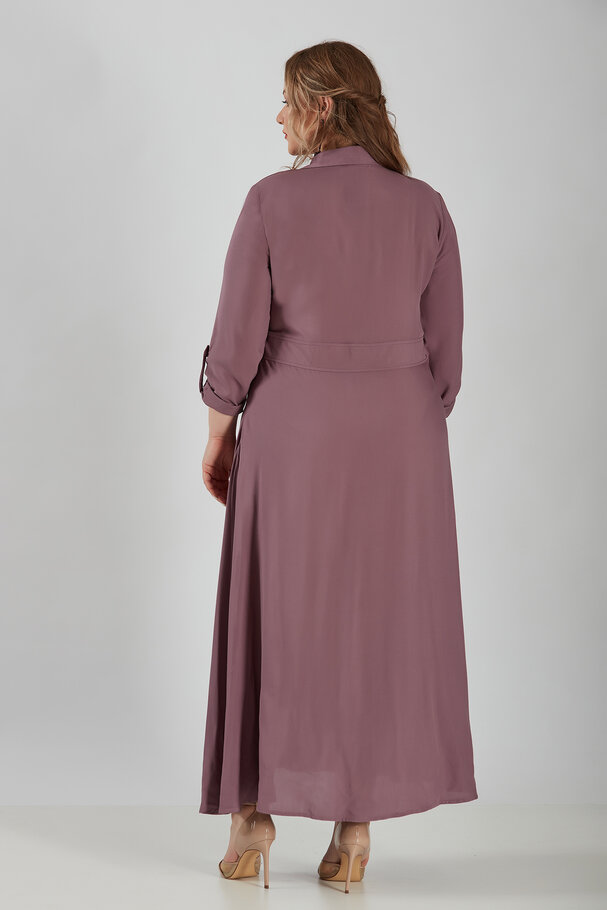 LAPEL COLLAR LONG DRESS