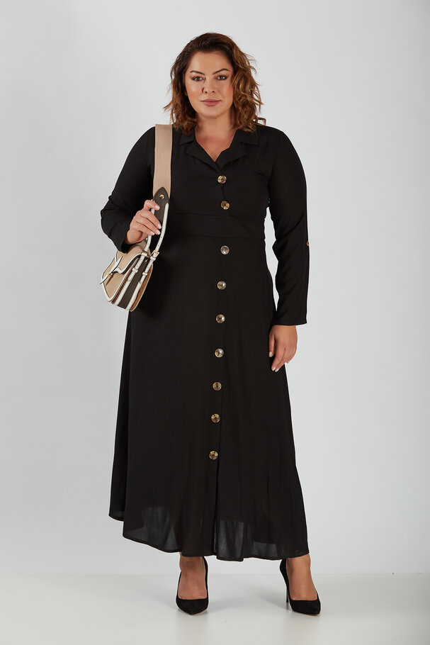 LAPEL COLLAR LONG DRESS