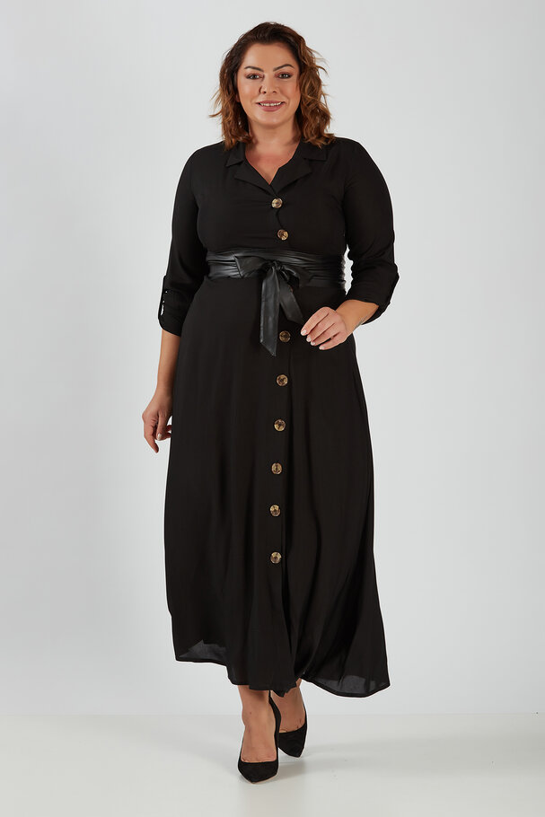 LAPEL COLLAR LONG DRESS