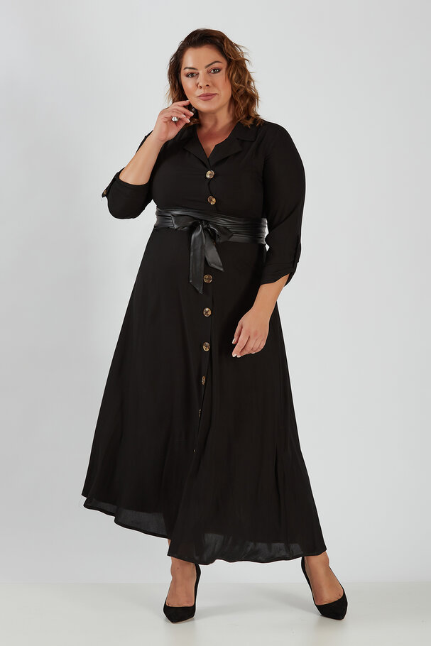 LAPEL COLLAR LONG DRESS