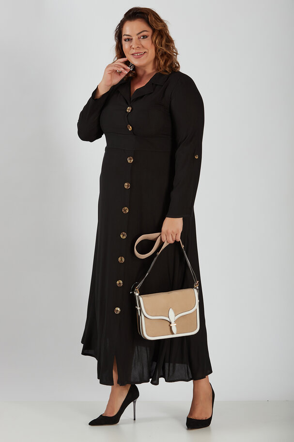 LAPEL COLLAR LONG DRESS