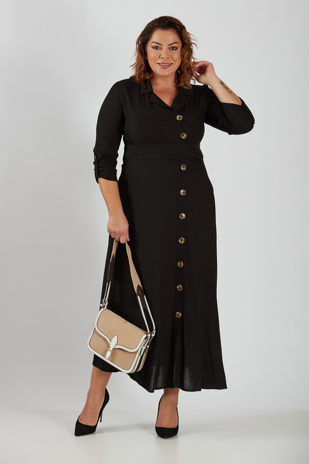 LAPEL COLLAR LONG DRESS
