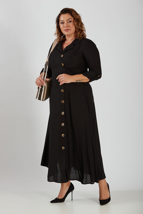 LAPEL COLLAR LONG DRESS