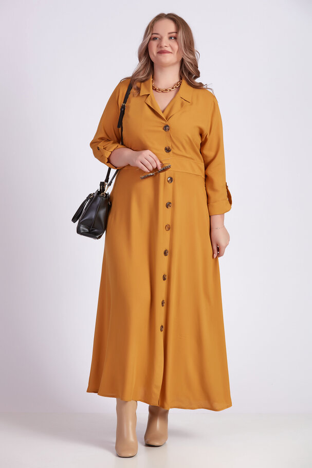 LAPEL COLLAR LONG DRESS