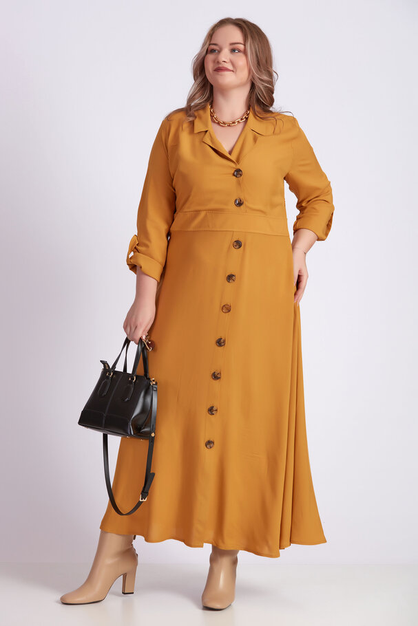 LAPEL COLLAR LONG DRESS