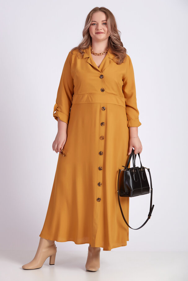 LAPEL COLLAR LONG DRESS
