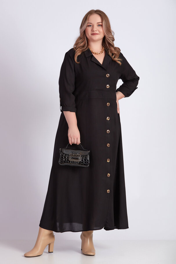 LAPEL COLLAR LONG DRESS