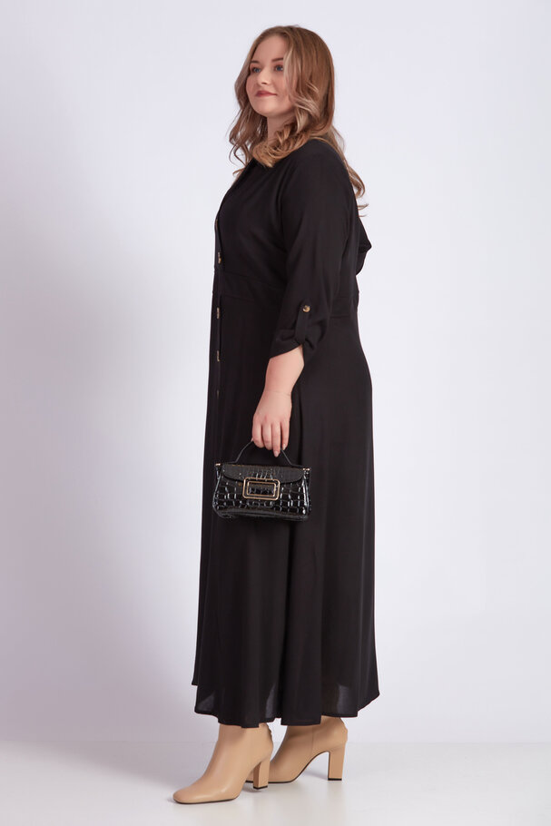 LAPEL COLLAR LONG DRESS