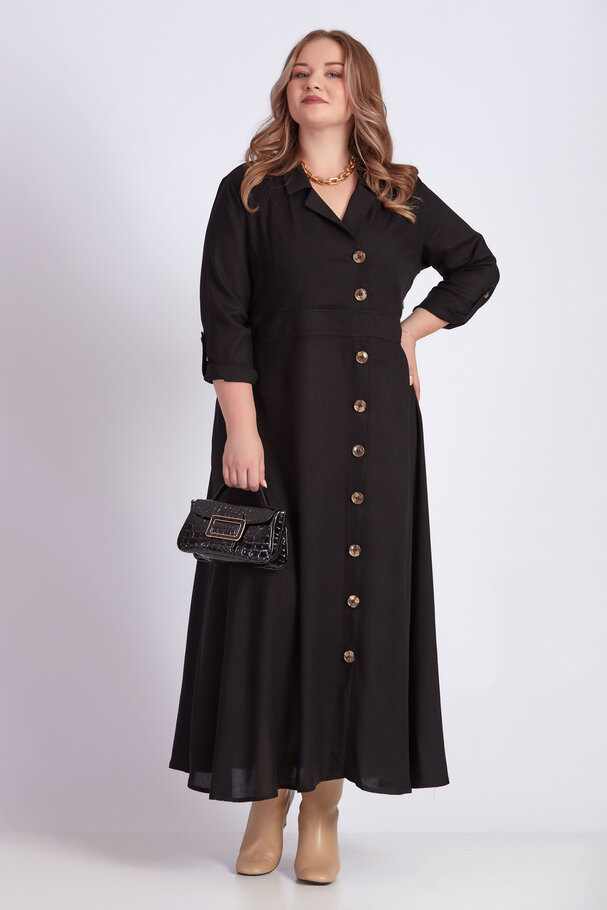 LAPEL COLLAR LONG DRESS