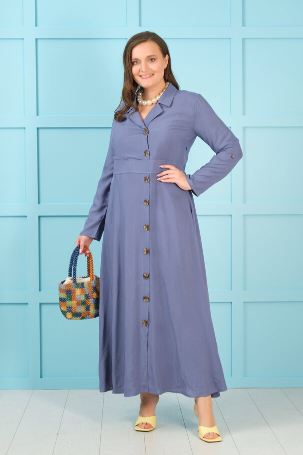 LAPEL COLLAR LONG DRESS